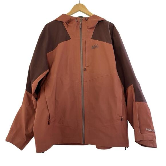 Rei Co-op Mens XeroDry GTX GoreTex Soft Shell Jacket Size XL Orange Hooded - Picture 1 of 9